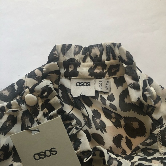 New with tags ASOS leopard print semi sheer top size xs 6uk - Picture 3 of 7